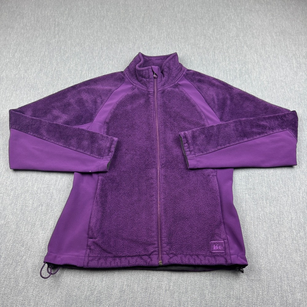 REI Jacket Womens Small Purple Fleece Full Zip Outdoors Hiking Mock Neck Coat